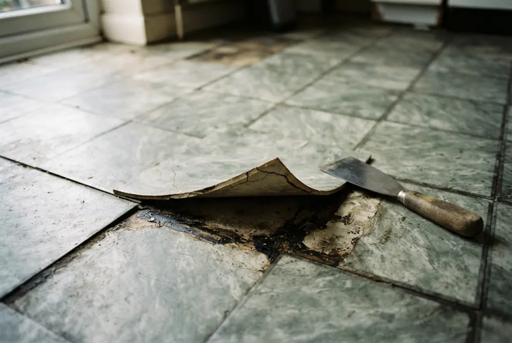 Old vinyl floor tiles