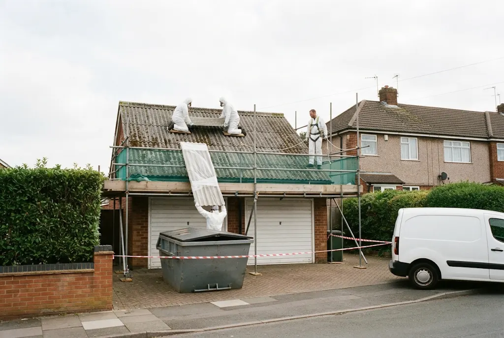 Licensed team removing an asbestos garage roof safely
